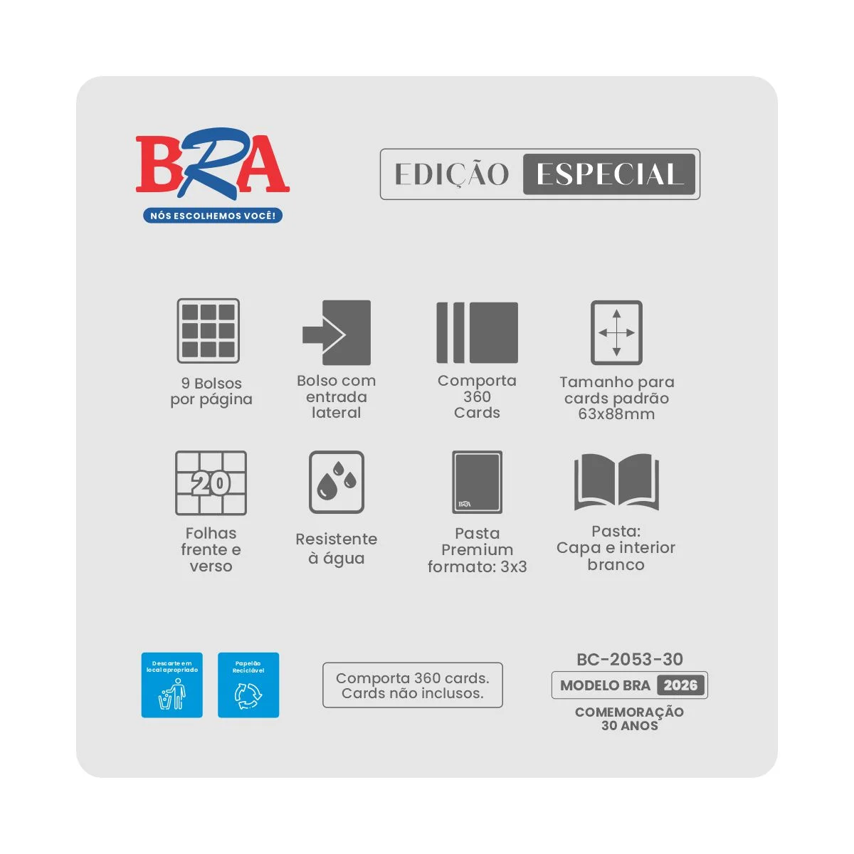 Pasta Premium 3x3 BRA - Edição Especial 30 Anos - Branca/Dourado 5