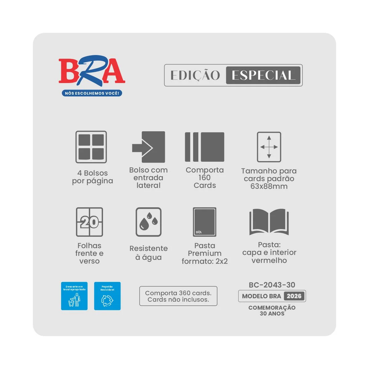 Pasta Premium 2x2 BRA - Edição Especial 30 Anos - Branca/Dourado 5