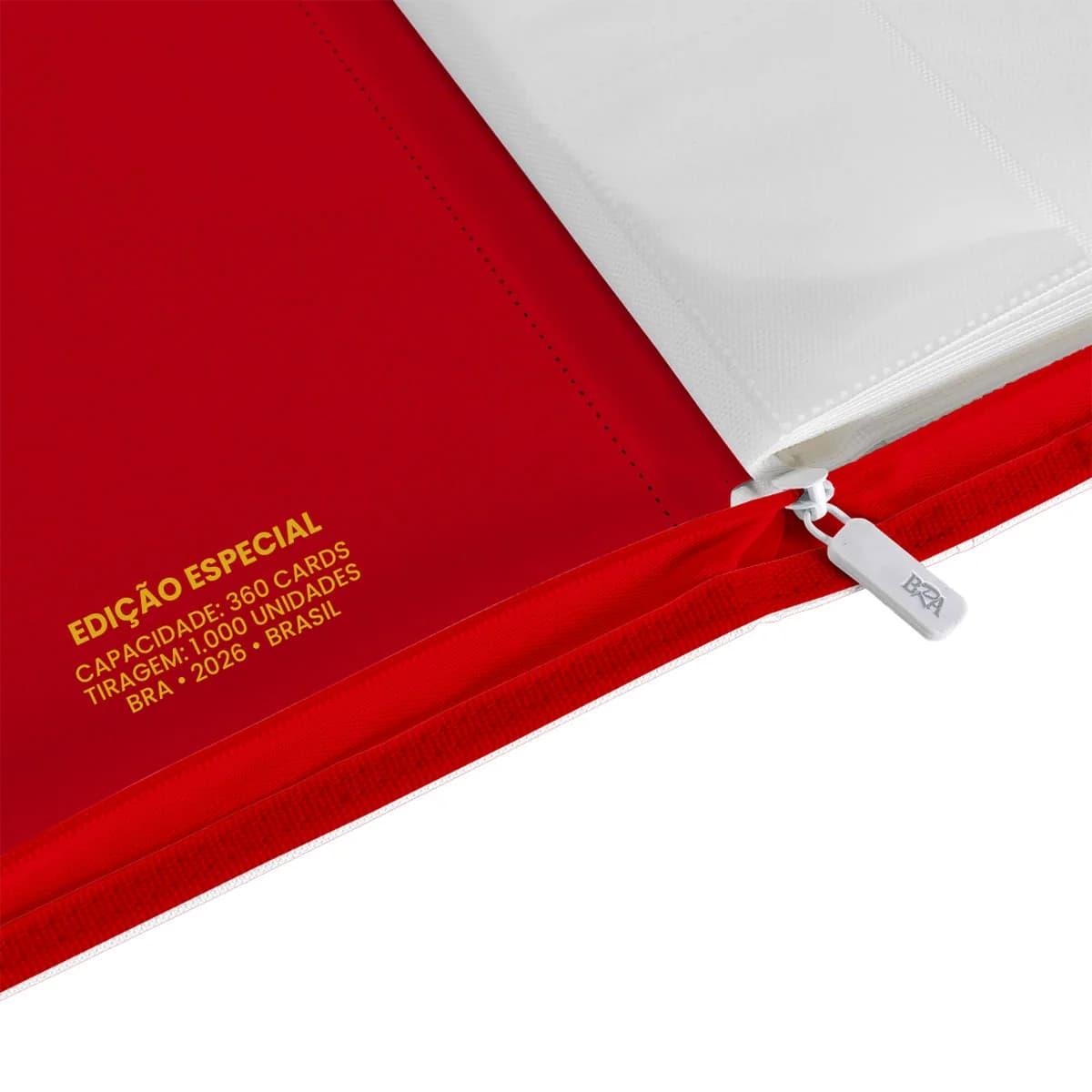 Pasta Premium Toploader 3x3 BRA - Até 360 Cards - Branca/Vermelho 3