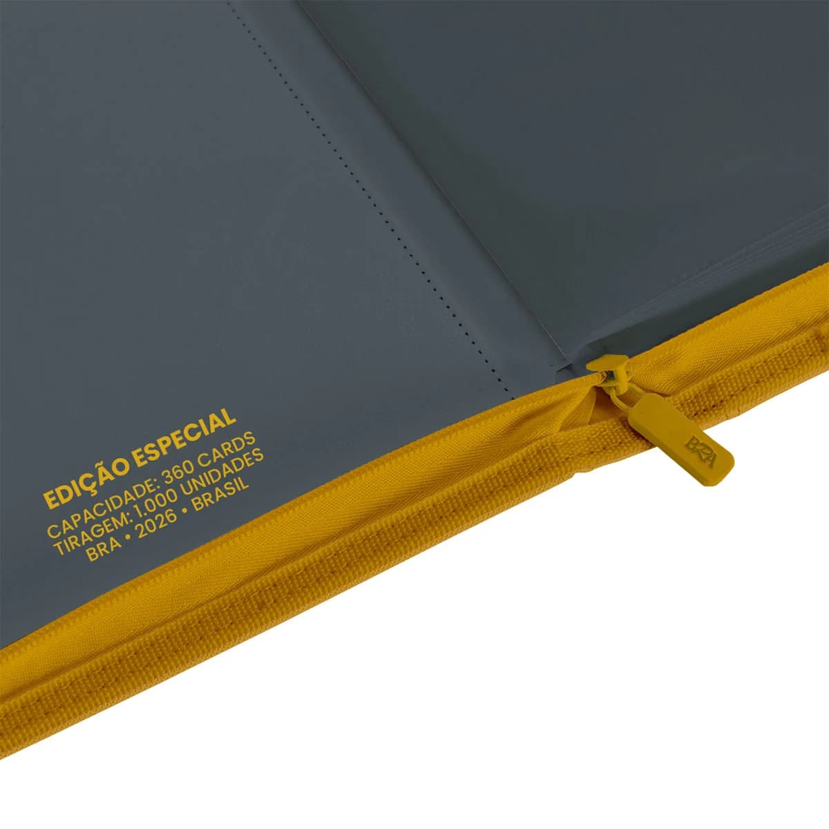 Pasta Premium Toploader 3x3 BRA - Até 360 Cards - Cinza/Amarela 2